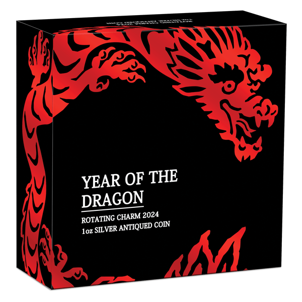 2024 Year of the Dragon Rotating Charm 1oz Silver Antiqued Coin 24P79AAA-2024-year-of-the-dragon-rotating-charm-1oz-silver-antiqued-coin