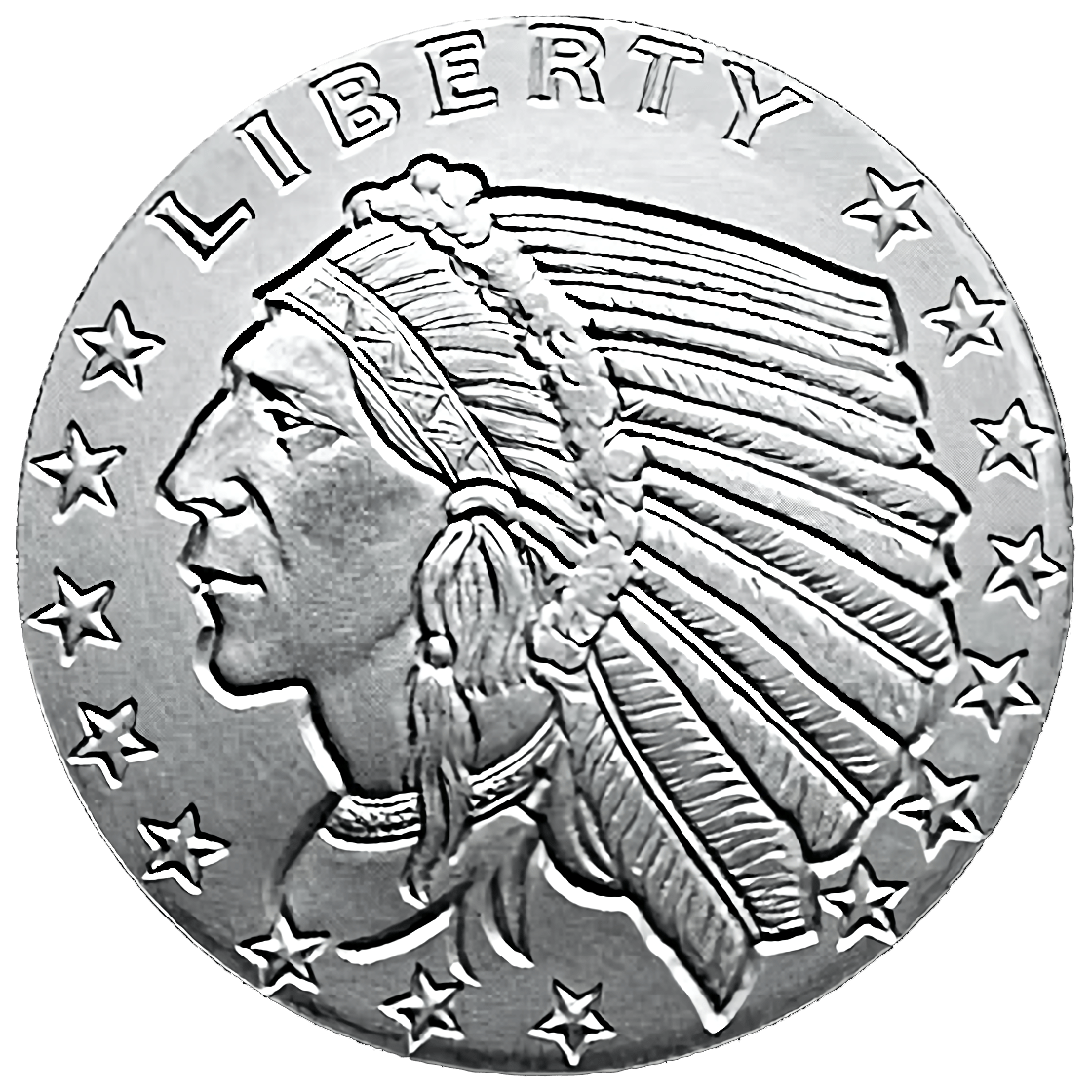 Incuse Indian Head 1TTODSR-incuse-indian-head-110oz-silver-round