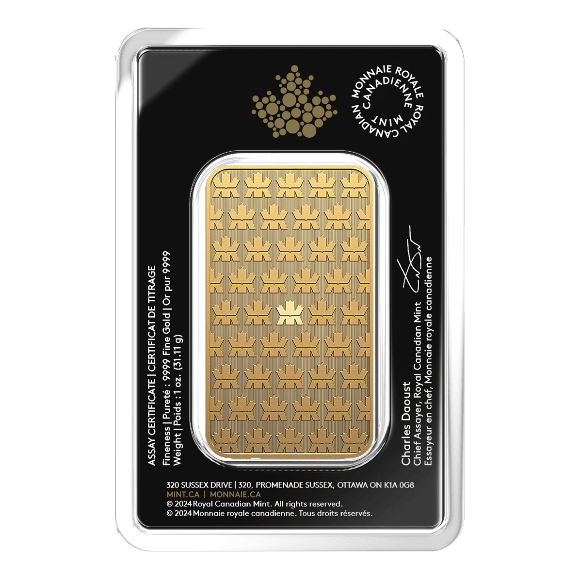 royal canadian mint 1oz 245456-royal-canadian-mint-1oz-gold-minted-bar
