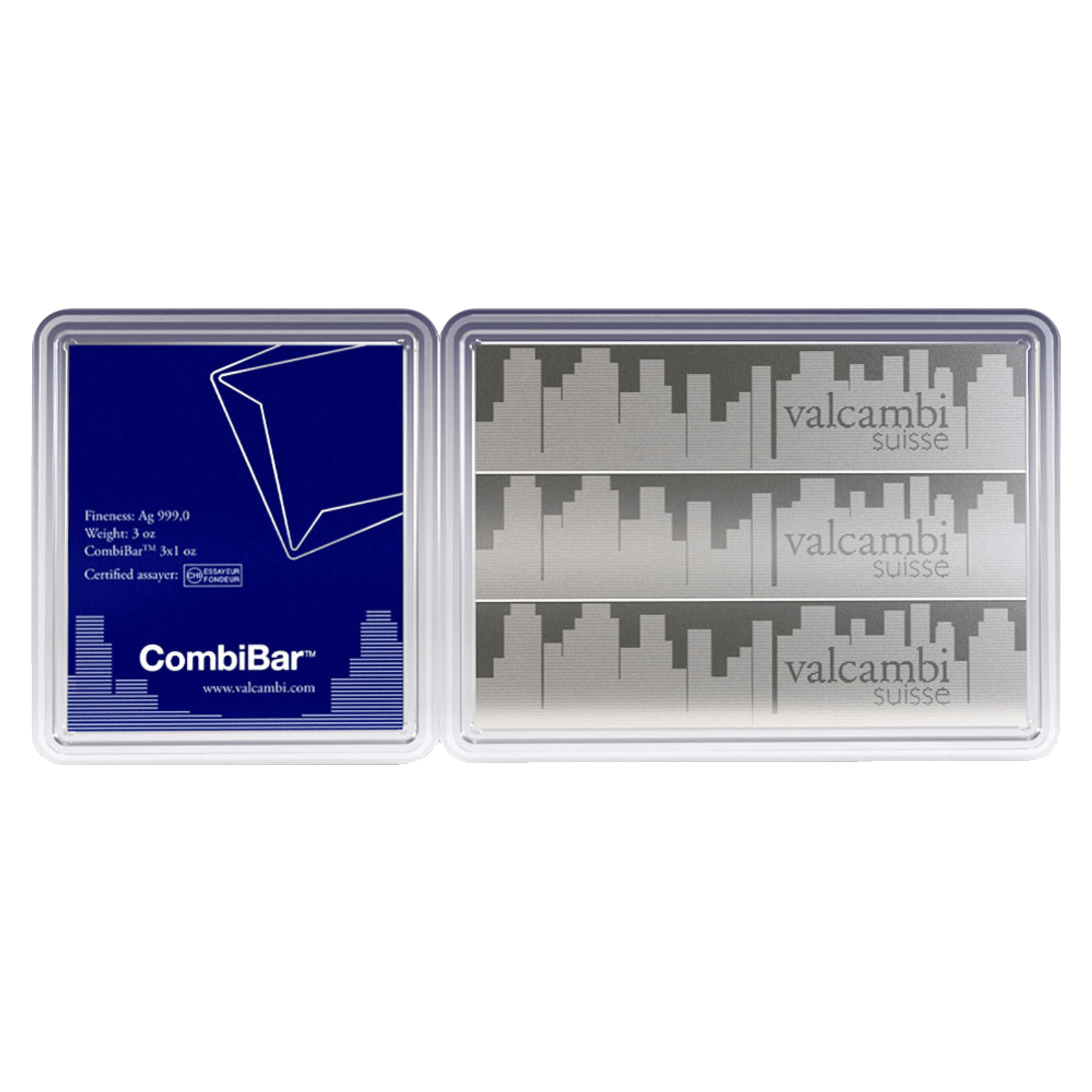 CombiBar 3OSBVALSKYCOMBI-valcambi-skyline-combibar-3oz-silver-bar