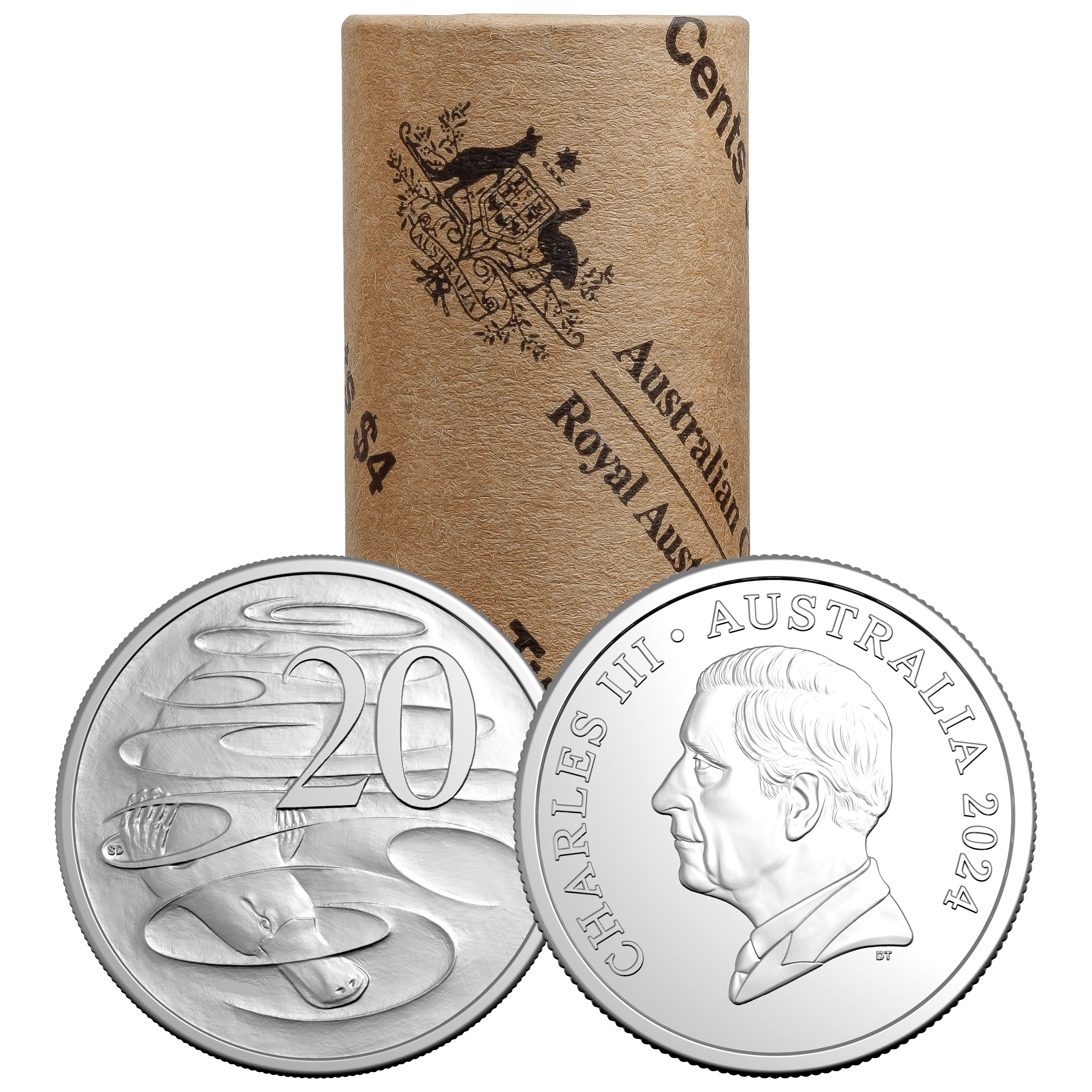 King Charles III 11680-2024-20c-king-charles-iii-effigy-coin-roll-non-premium-roll