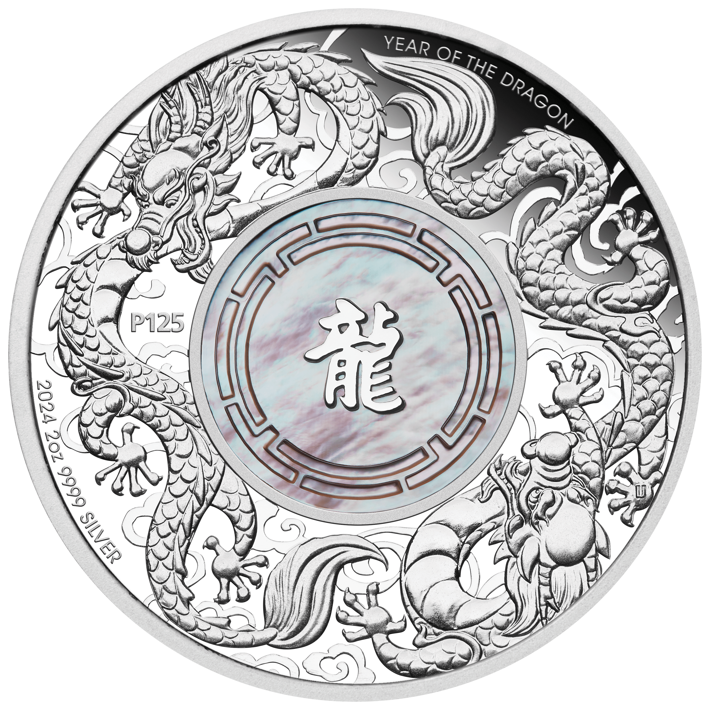 2024 Double Dragon with Mother of Pearl 2oz Silver Proof Coin 24P78AAA-2024-double-dragon-with-mother-of-pearl-2oz-silver-proof-coin