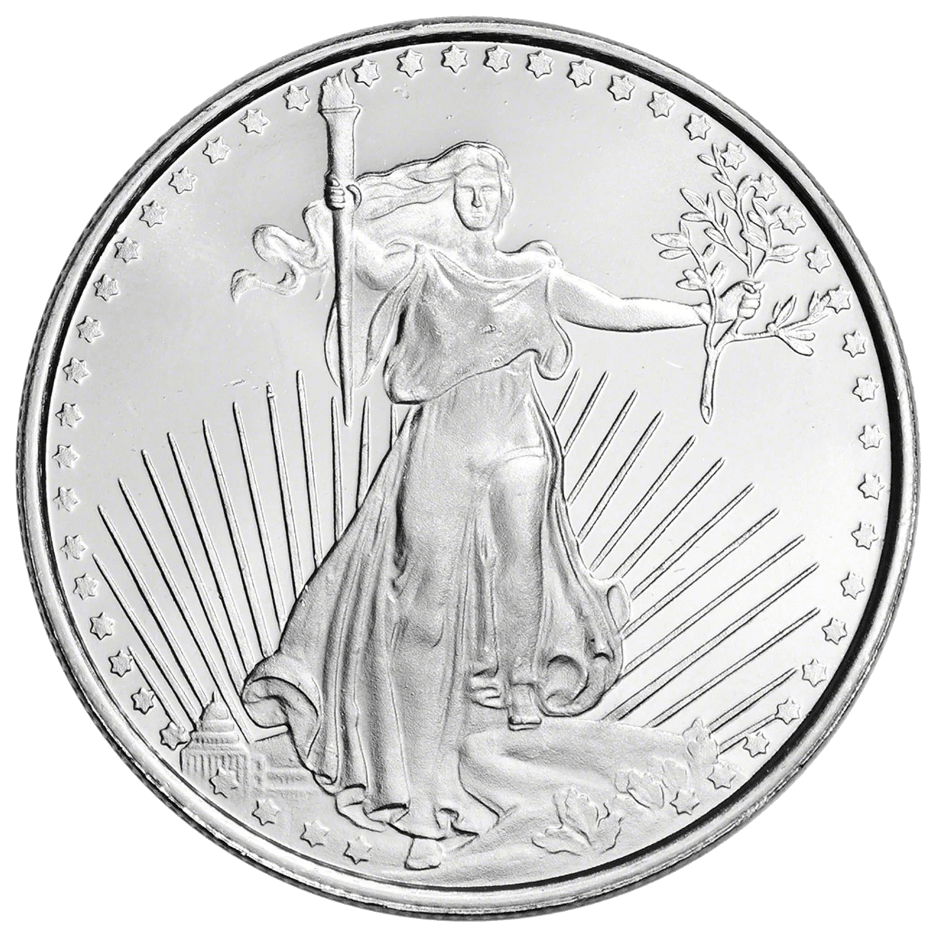 Silver obverse-sghm1os-saint-gaudens-1oz-silver-round