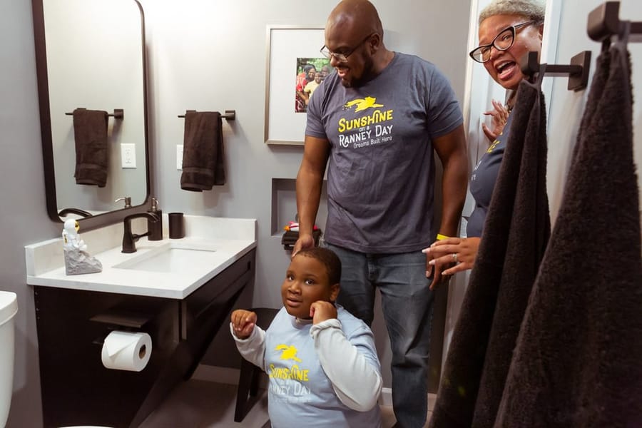Desmond seeing his new room for the first time during a Sunshine on a Ranney Day reveal