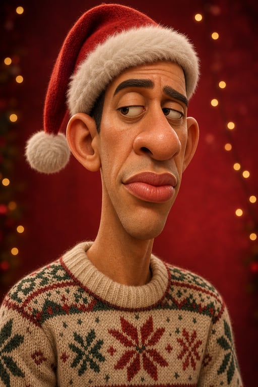 Stylized 3D Exaggerated Cartoon Character Christmas Portrait generated image