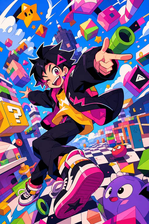 Trending Anime Art Style Artwork With Expressive Cartoon Character In Playful Distorted Environment generated image