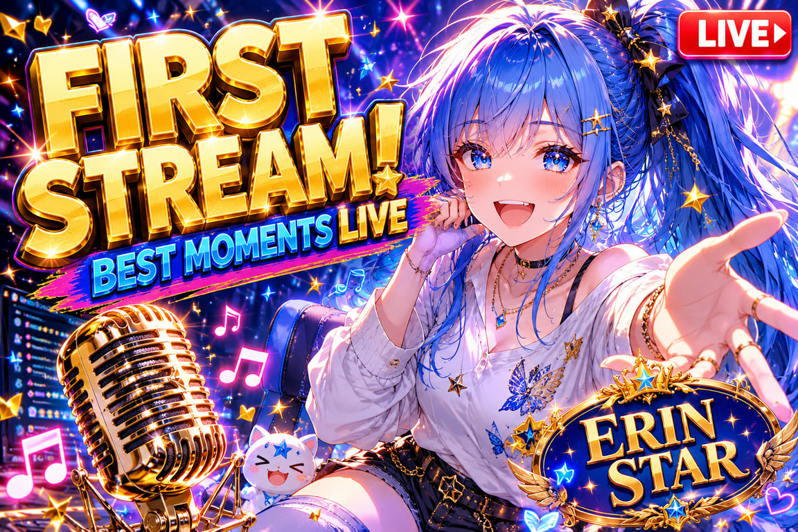 High Energy Virtual Streamer Thumbnail Of Smiling Anime Performer generated image
