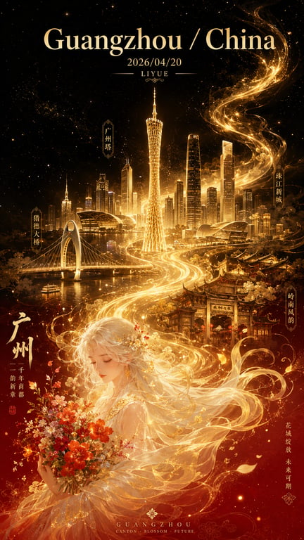 Oriental Fantasy Guangzhou City Poster Design generated image
