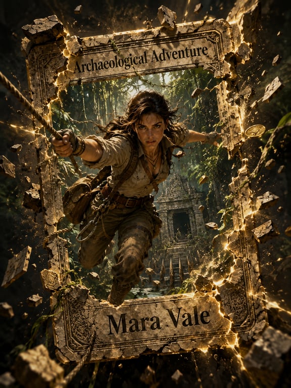 Original Archaeological Adventurer Breaking Through Trading Card generated image