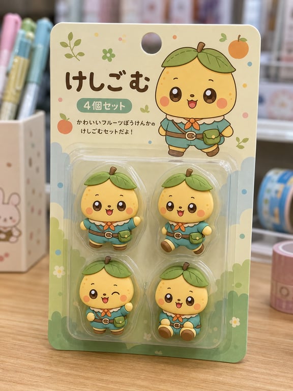 Packaged Japanese Chibi Character Eraser Product Photo generated image
