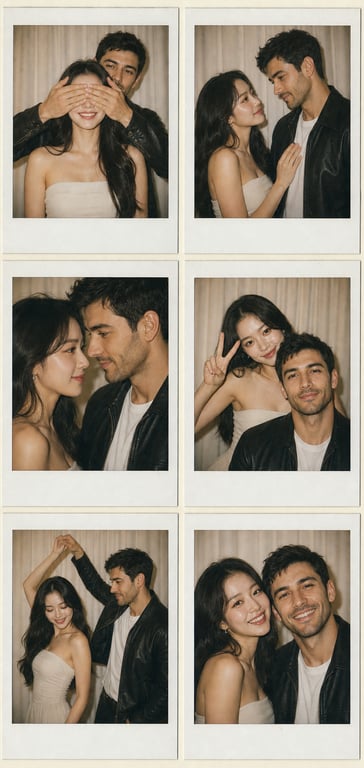 Realistic Vintage Instant Photo Couple Storefront Collage generated image