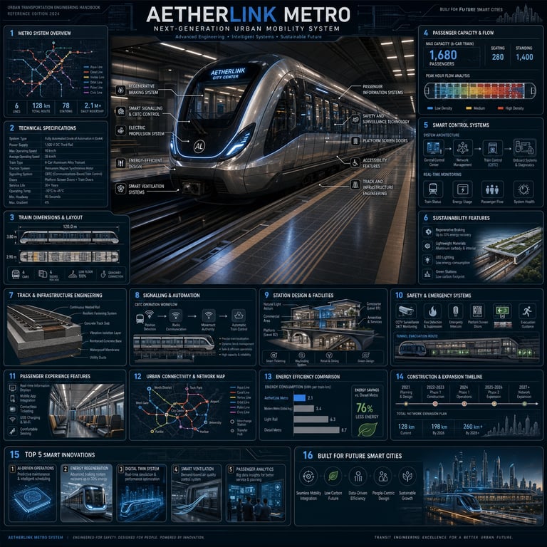 Futuristic Metro System Engineering Reference Infographic generated image