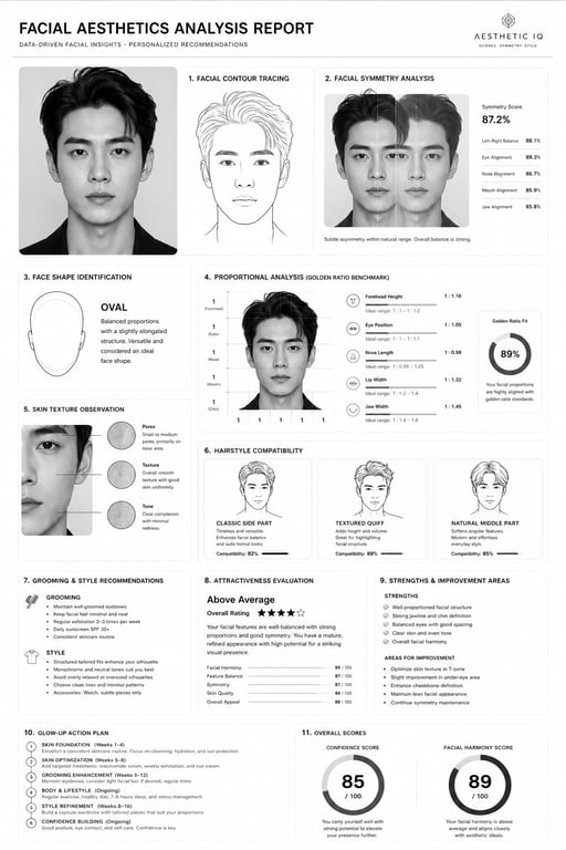 Minimal Luxury Facial Aesthetics Analysis Report generated image