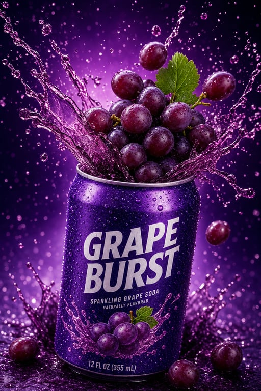 Fruit Burst Soda Can Commercial Photography generated image