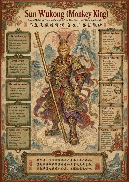 Sun Wukong Oriental Myth Character Encyclopedia Poster generated image