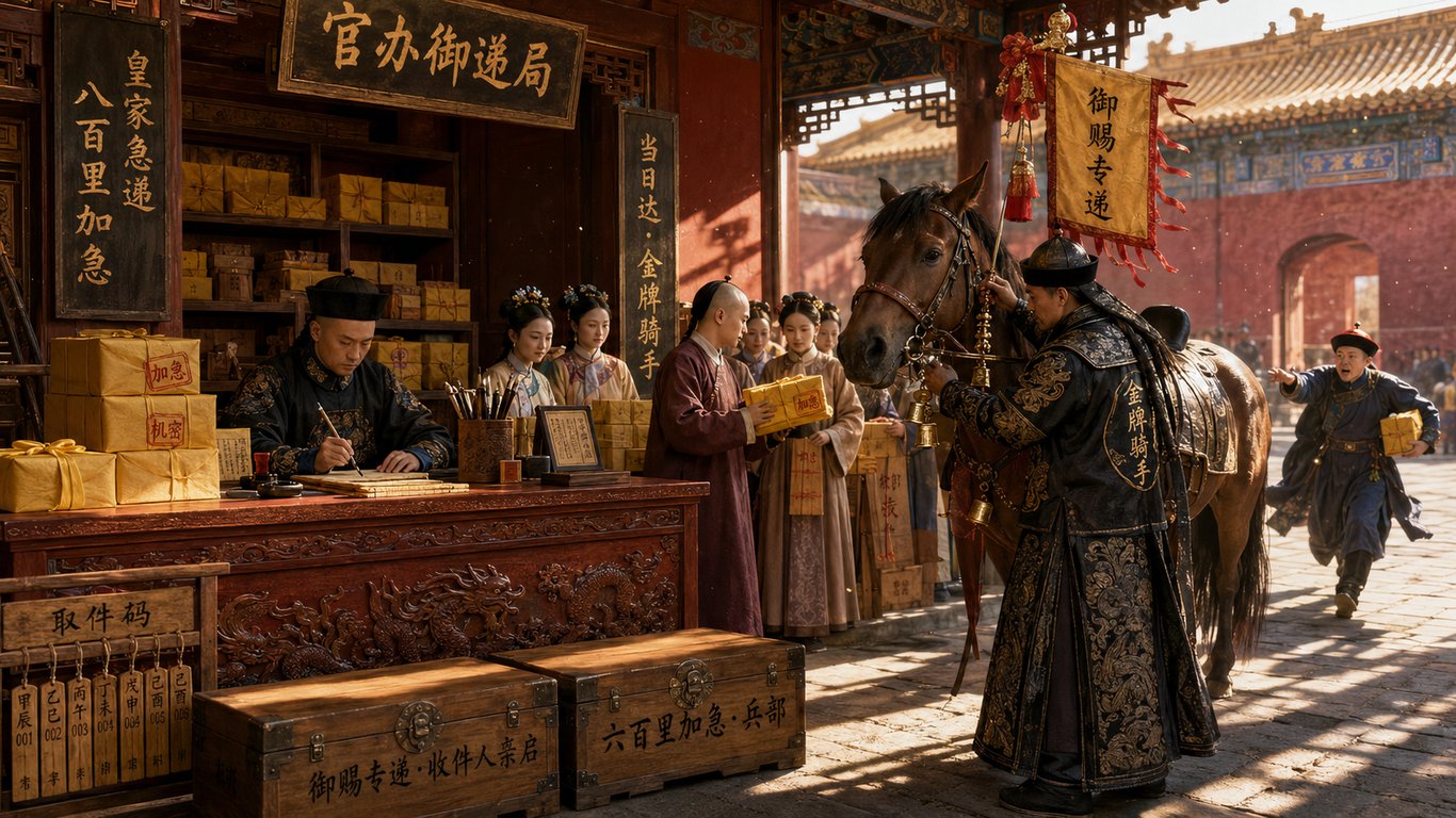 Ancient Chinese Imperial Palace Express Station Creative Fusion Scene generated image