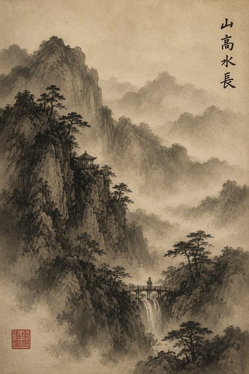 Song Dynasty Style Traditional Chinese Ink Wash Landscape Painting generated image