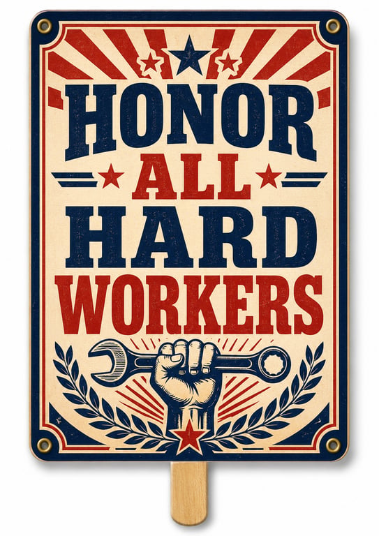 May Day Labor Day Hand Held Sign Designs generated image