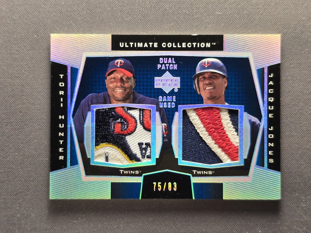 2003 Ultimate Collection Dual Patch #DP-HJ Torii Hunter / Jacque Jones 75/83