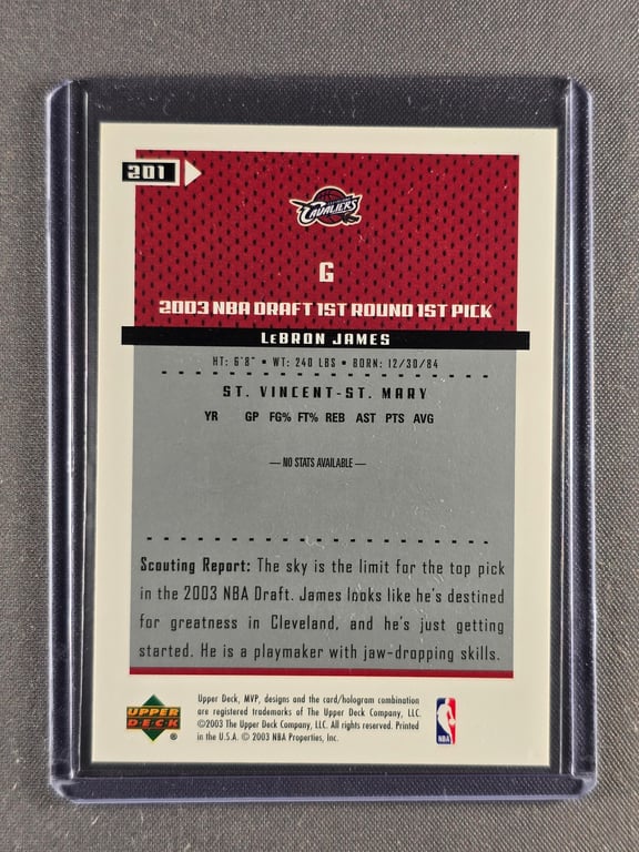 2003-04 Upper Deck MVP Rookie #201 LeBron James Cleveland Cavaliers RC