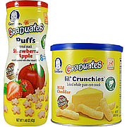 Gerber Graduates Lil Crunchies Mild Cheddar + Puffs Strawberry Apple - 