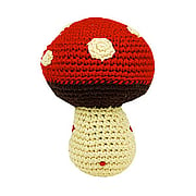 Hand Crocheted Mushroom Pudgy Rattle - 