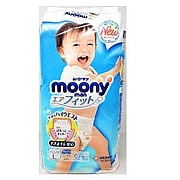 Moony Pull-Ups Diaper Regular Type Pants, Size L, 44 pcs for 9-14 kg Baby Boy