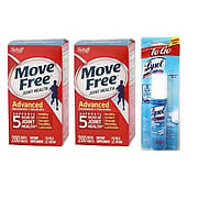 2 x MOVE FREE Advanced with Glucosamine + Chondroitin  & Free Lysol To Go Disinfectant Spray Crisp Linen - 