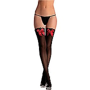 Sheet Lace Top Thigh Highs w/Bow One Size - 