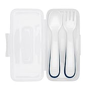 Tot On-The-Go Plastic Fork & Spoon Set w/ Travel Case Navy - 