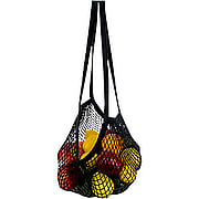 String Bag Long Handle Natural Cotton Black - 