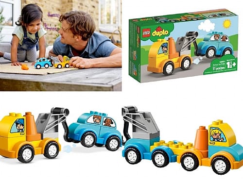 BabyCity - DUPLO My First My First Tow Truck Item # 10883 - 11 pc set Help  your child master basic construction skills with these 2 simple vehicles,  then hook the car