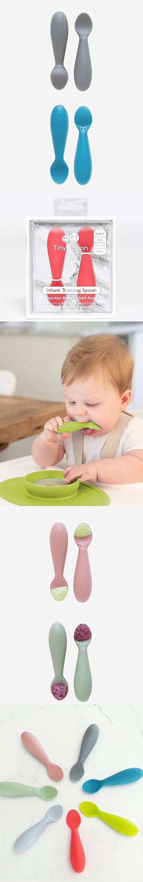BabyCity - Tiny Spoon Twin-Pack Soft silicone protects baby's developing  teeth and makes gumming + self-feeding safe