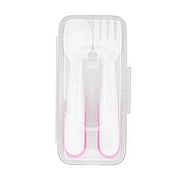 Tot On-The-Go Plastic Fork & Spoon Set w/ Travel Case Pink - 
