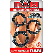 Ram Beaded Cockrings Black - 