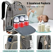 Diaper Bag w/ Changing Station and Sunshade Bassinet Grey -