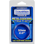 TitanMen Metal Cock Ring Extra Thick Blue 50mm - 