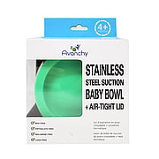 Stainless Steel Suction Baby Bowl + Air Tight Lid Green - 