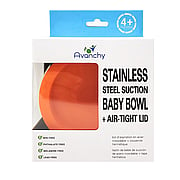 Stainless Steel Suction Baby Bowl + Air Tight Lid Orange - 