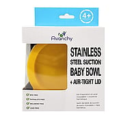 Stainless Steel Suction Baby Bowl + Air Tight Lid Yellow - 