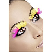 Feather Eyelashes Pink Yellow - 