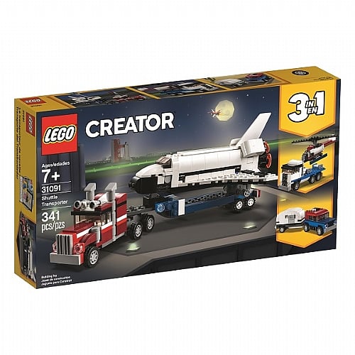 BabyCity LEGO Creator Shuttle Transporter Item 31091 341 pc set Head for the launch site with the powerful LEGO Creator 3in1 31091 Shuttle Transporter featuring a flatbed truck and