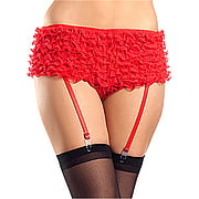 Ruffled Shorts w/ Garter Red Small - 