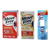 MOVE FREE Advanced with Glucosamine + Chondroitin & Joint Health Ultra Triple Action with Free Lysol To Go Disinfectant Spray Crisp Linen - 