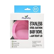 Stainless Steel Suction Baby Bowl + Air Tight Lid Pink - 