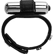 Vibrating Leather Cock Ring Black - 