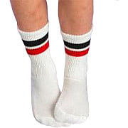 Children's Socks Tall White with Double Stripe 8-9 Youth Sport Socks - 