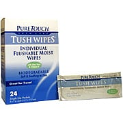 Single Use Packet Tush Wipes Individual Flushable Moist Wipes with Aloe Vera & Vitamin E - 