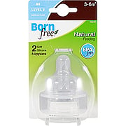 <strong>Born Free BPA-Free 2级中等流量硅胶奶嘴 3-6个月 2个装</strong>