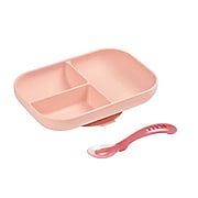 Silicone Divided Plate w/ 2nd Stage Spoon Blush - 